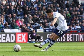Youngster Theo Carroll shoots for goal on his debut (photo: Lee Parker/CameraSport)
