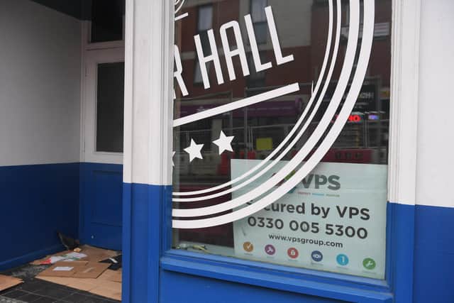 A sign in the window says the venue is now under the supervision of a security firm specialising in protecting vacant properties