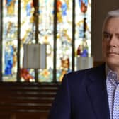 Huw Edwards at St Walburges, Preston. A £10,000 National Churches Trust Cornerstone Grant will help fund urgent repair work to the roof of St Walburge  and help keep the Grade I Listed church at the heart of the local community. The funding will help remove the church from the Historic England ‘Heritage at Risk’ register.