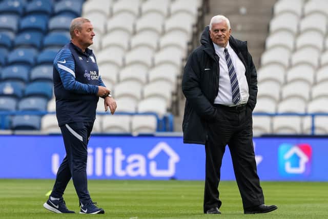 Former PNE head coach Frankie McAvoy with Peter Ridsdale