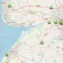 The interactive map showing locations of the weed in Lancashire