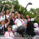 The 2nd Penwortham Guides and 7th Penwortham Brownies in fancy dress as St Trinians back at the 2008 Penwortham Gala