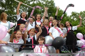 The 2nd Penwortham Guides and 7th Penwortham Brownies in fancy dress as St Trinians back at the 2008 Penwortham Gala