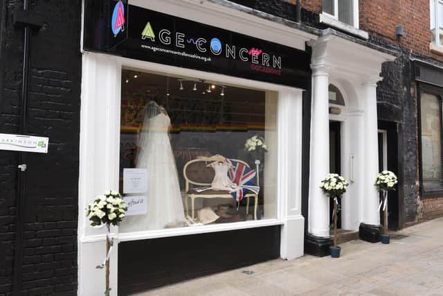 Photo Neil Cross; The Age Concern Bridal and Special Occasions shop in Cannon Street, Preston