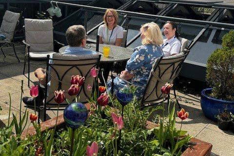 Rossendale Hospice patients in the garden