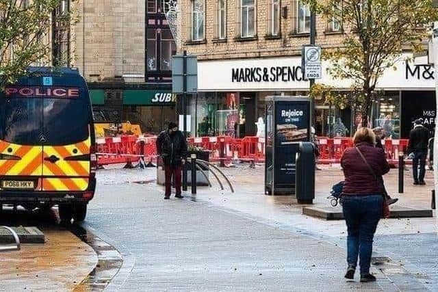 The scene following the stabbing at the Burnley Marks and Spencer store on December 2nd, 2020