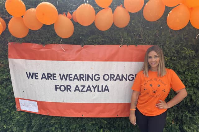 'Wear Orange for Azaylia' is a fun-filled day that schools and nurseries can host whenever they want, but 60 nurseries all held one at the same time on Thursday, June 29.