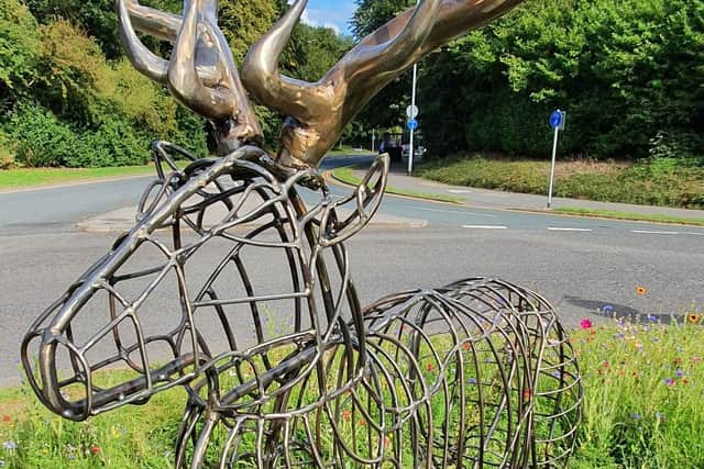 The deer is made out of recycled metal