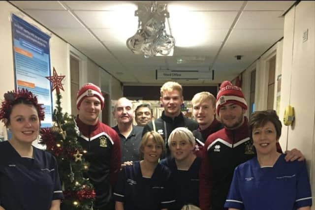 Sandra (far right standing) on nursing duties on the Ribblesdale Ward, Christmas 2019, during a fest