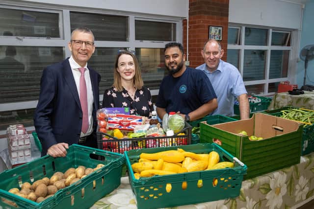 L-R Andrew Christie and Sarah Turnbull of NatWest North Regional Board, with Taz Ali, trustee of Preston Community Hub and Clive Brookes of NatWest North Regional Board