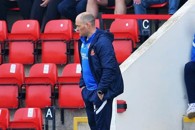 Sunderland manager Alex Neil watches his side from the touchline at Morecambe