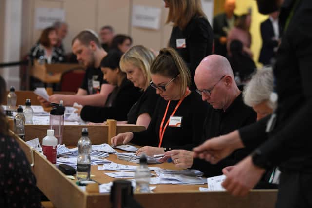 Hard at work counting votes in Chorley