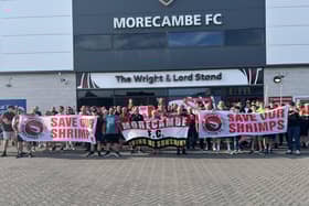 Morecambe supporters held a demonstration of support at the Mazuma Mobile Stadium on Monday