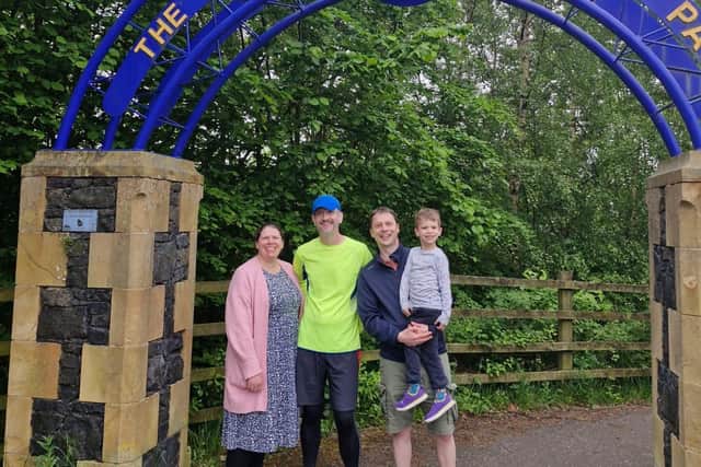 Christian with Clare, Ben and Orren 117 miles into the route on the evening of day two