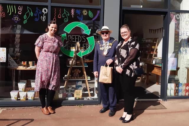 The Mayor of Chorley Coun Steve Holgate officially opens zero waste shop, Reeds Refillery in Market Street Chorley