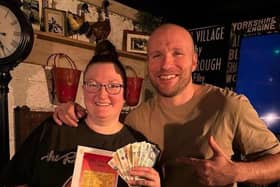 Sean with a lucky winner at one of his McBreen's Music Mayhem nights