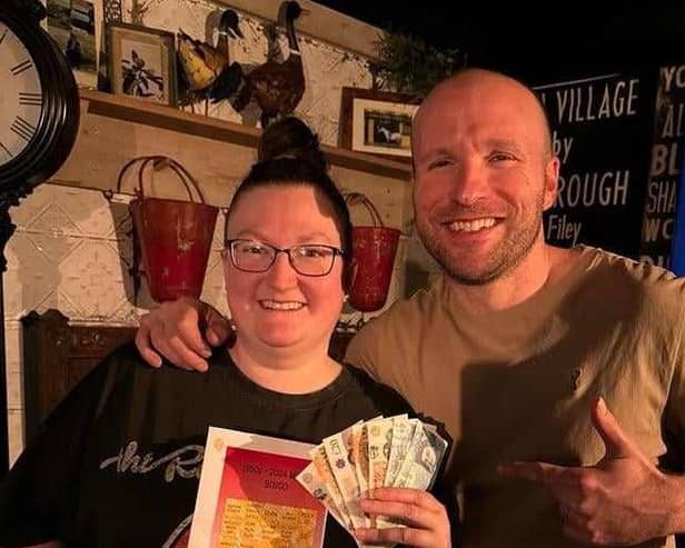 Sean with a lucky winner at one of his McBreen's Music Mayhem nights