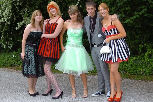School leavers (from left) Jennifer Davies, Andrea Bentley, Karena Baines, Jack Knight, and Natalie Bamber at the 2010 Our Lady's High School prom night at Bartle Hall