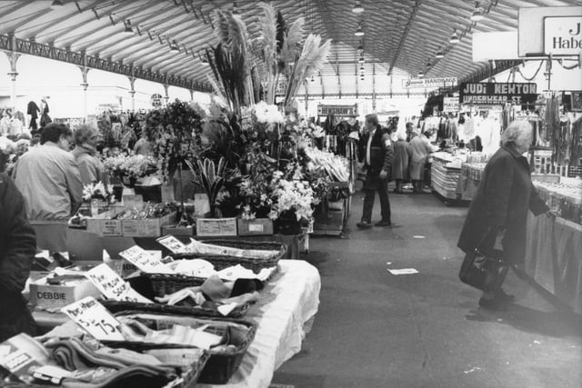 Some of the many stalls which were found in Preston's covered market