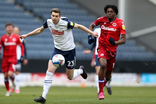 Paul Huntington in action for Preston North End against Reading in January 2021