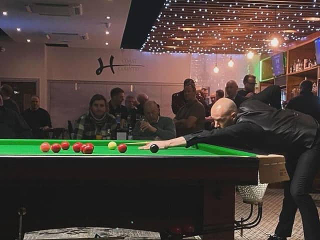 Ian Burns takes part in charity Snooker exhibition at Riverside Holiday Park for Lancashire Mind