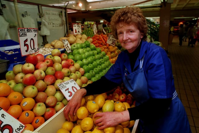 Preston market chairman Kath Ball on her stall