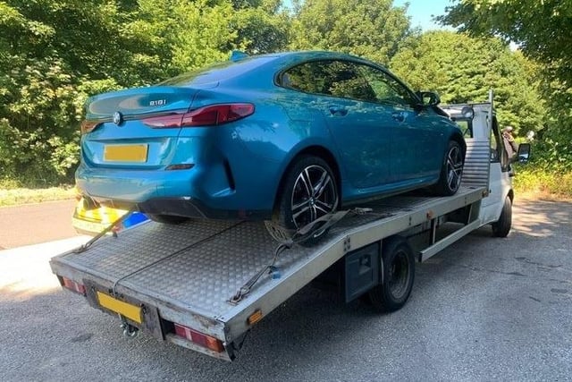 A car being towed on the M6 southbound near Garstang was not strapped down correctly.
Police also found the driver was uninsured. 
The driver was summonsed to court.