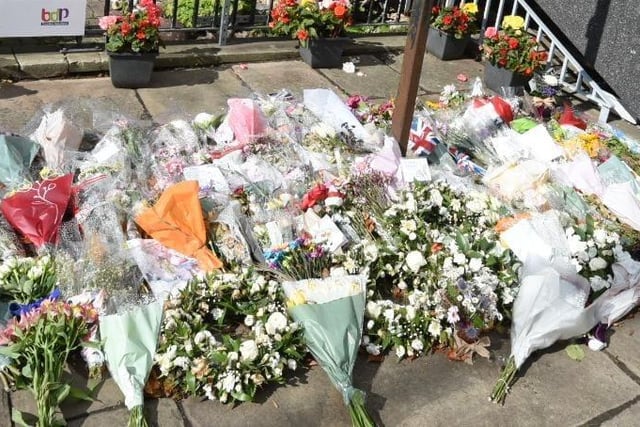 Flowers left in memory of the Queen
