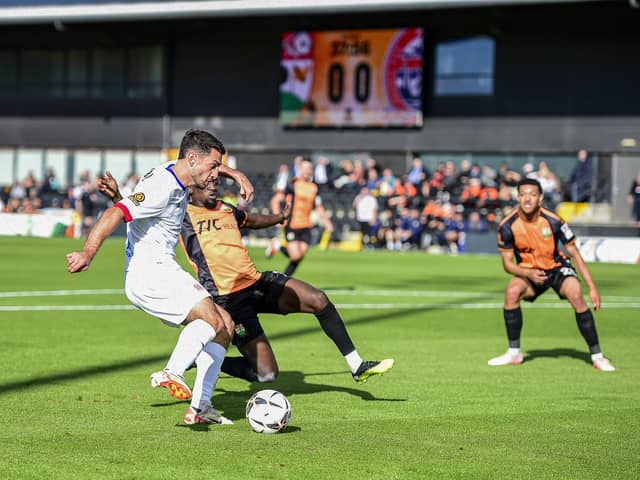 Goalmouth action as Fylde attack (photo: Steve Mclellan /@AFC FYLDE