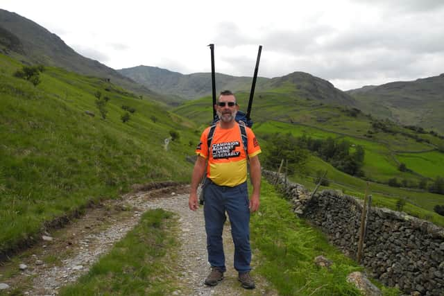 Mark Houghton walking up to Greenburn Tarn.