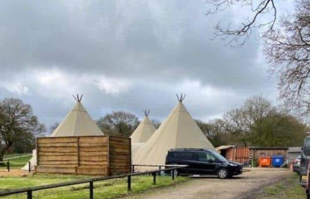The tipis at the Riley Green Marina site are only situ between May and September (image via Chorley Council planning portal)