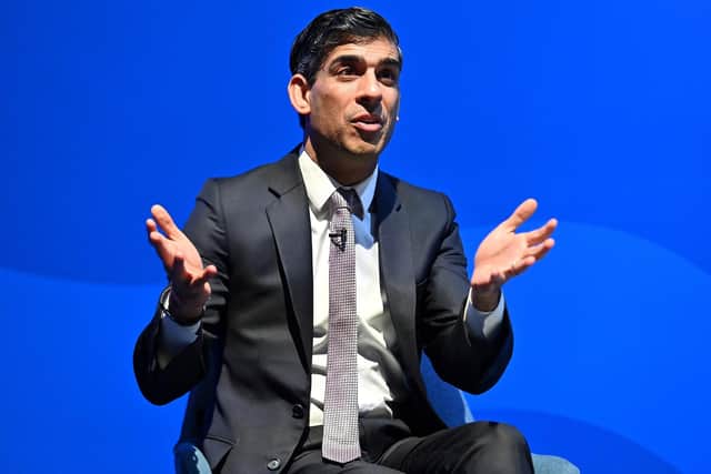 Rishi Sunak speaks during the Conservative Party Spring Conference, at Blackpool Winter Gardens in Blackpool
