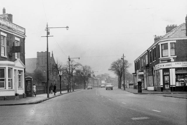 It's a much quieter Ribbleton Lane seen in this image dated 1972. On the left you can just make out the Old England pub