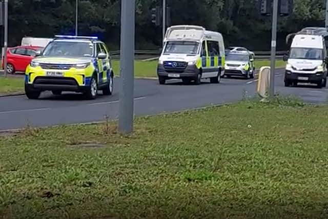 The police and military convoy rolled through Preston on Friday, July 29. Pic credit: @Craftycutteruk