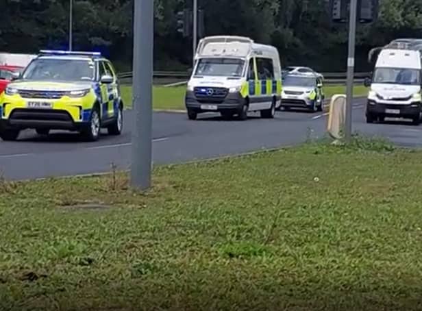 The police and military convoy rolled through Preston on Friday, July 29. Pic credit: @Craftycutteruk