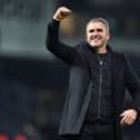 Preston North End manager Ryan Lowe celebrates after the final whistle following the match at West Brom