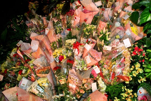 Floral tributes left in the reception area in Preston Town Hall