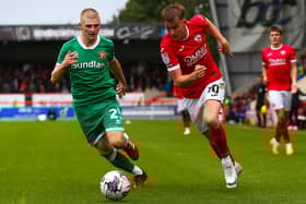 Morecambe midfielder JJ McKiernan scored their second goal on Saturday Picture: Jack Taylor
