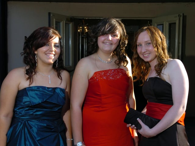 Our Lady's High School 2009 prom night at The Crofters, Cabus. From left, Emma Taylor, Mica Budd and Charlotte Collinson