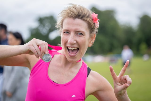 Jo Massam was delighted with the medal she and all entrants received for taking part in Race for Life at Preston's Moor Park