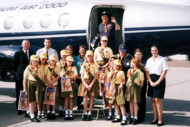 The 7th and 2nd St. Johns Lytham Brownies enjoyed a pleasure flight during the August Bank Holiday weekend. After having lunch at the Wacky Warehouse near the airport, much to the brownies surprise they were told they would be cleaning an aeroplane. They were then offered cleaning fluid and dusters to continue the pretence. It was only when all the brownies were sat down with their seatbelts on that they were told about the surprise flight. A few brownies had never been on a plane before and really enjoyed the experience. This was also the first time a brownie group in Lancashire has been on an aeroplane. The flight was donated by Platinum Air 2000