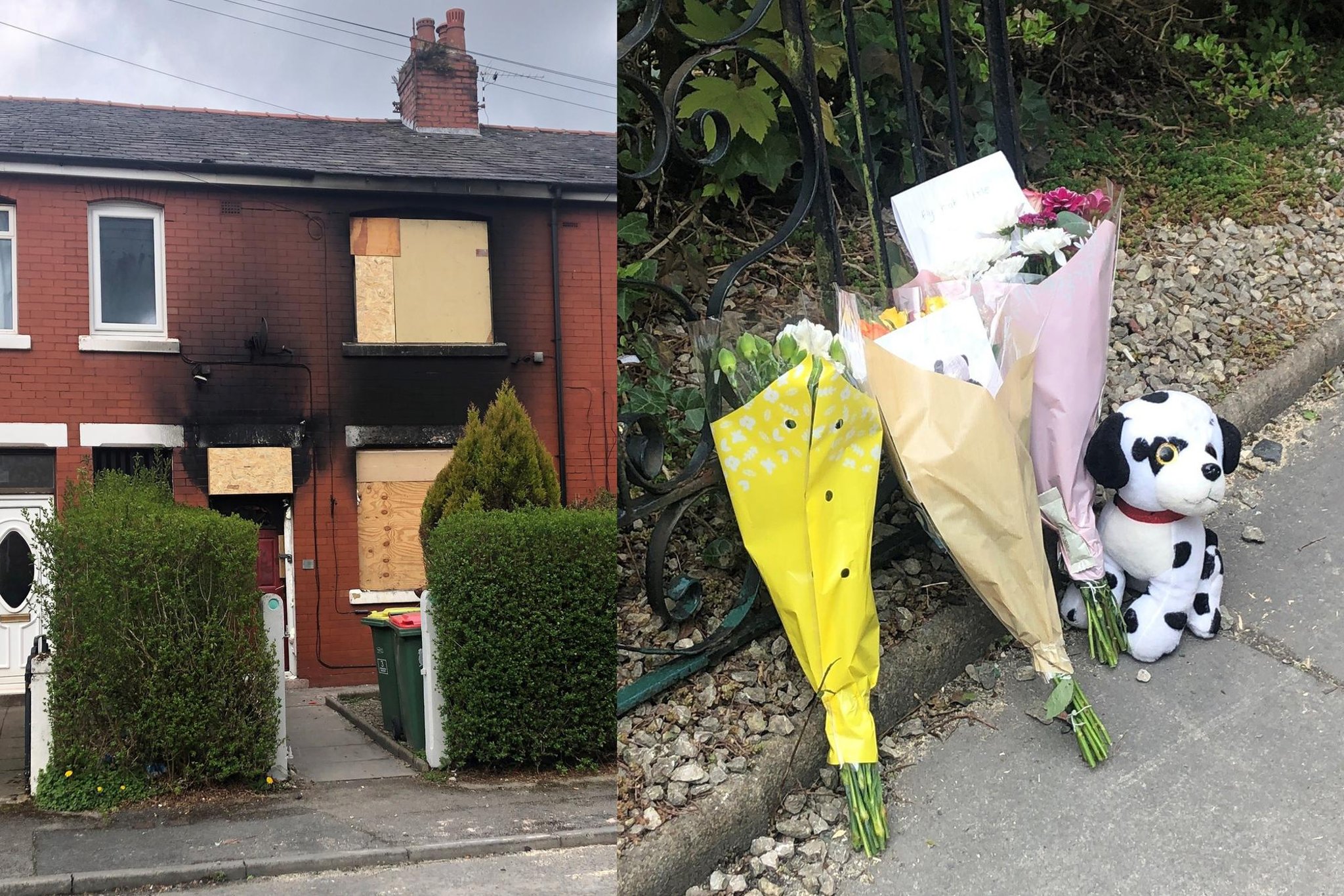 Tributes left at scene of house fire in Preston after girl, 3, and boy, 5, die in hospital