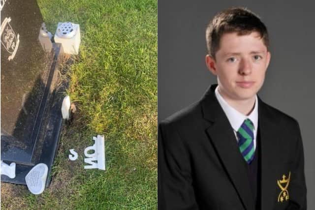 The grave of 15 year old Dylan Crossey has been vandalised.