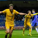 Paul Huntington celebrates scoring Preston North End's winner against Gillingham in October 2014