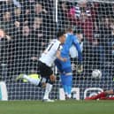 Derby County's Ravel Morrison scores the winning goal against PNE in April.