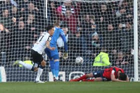 Derby County's Ravel Morrison scores the winning goal against PNE in April.