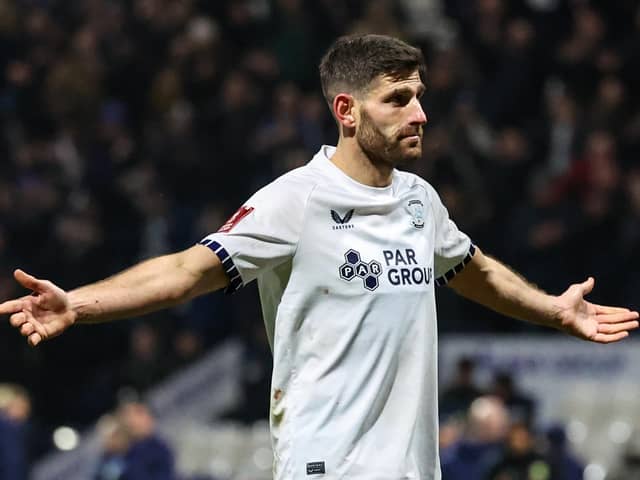 Preston North End's Ched Evans celebrates after scoring the winning penalty (photo: Alex Dodd/CameraSport)
