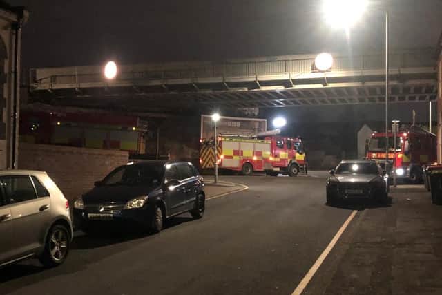 Fire crews taking part in the search for missing man Bogdan Timofte, 39, near Lancaster Canal in Preston last night. Pic credit: Naomi Wells