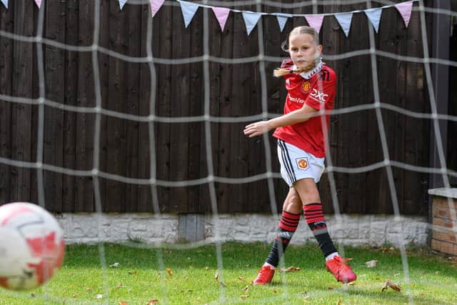 Nine-year-old Miley Whiteside has been signed by Manchester United after starring for local teams. Photo: Kelvin Stuttard