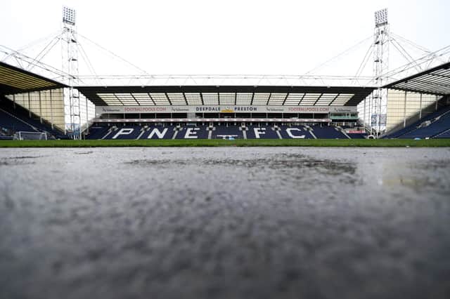 General view inside the stadium prior to the Sky Bet Championship match between Preston North End and Sheffield Wednesday at Deepdale on November 21, 2020.